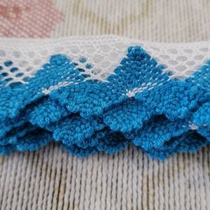 Elegant Blue and White Lace Trim 2 Yards